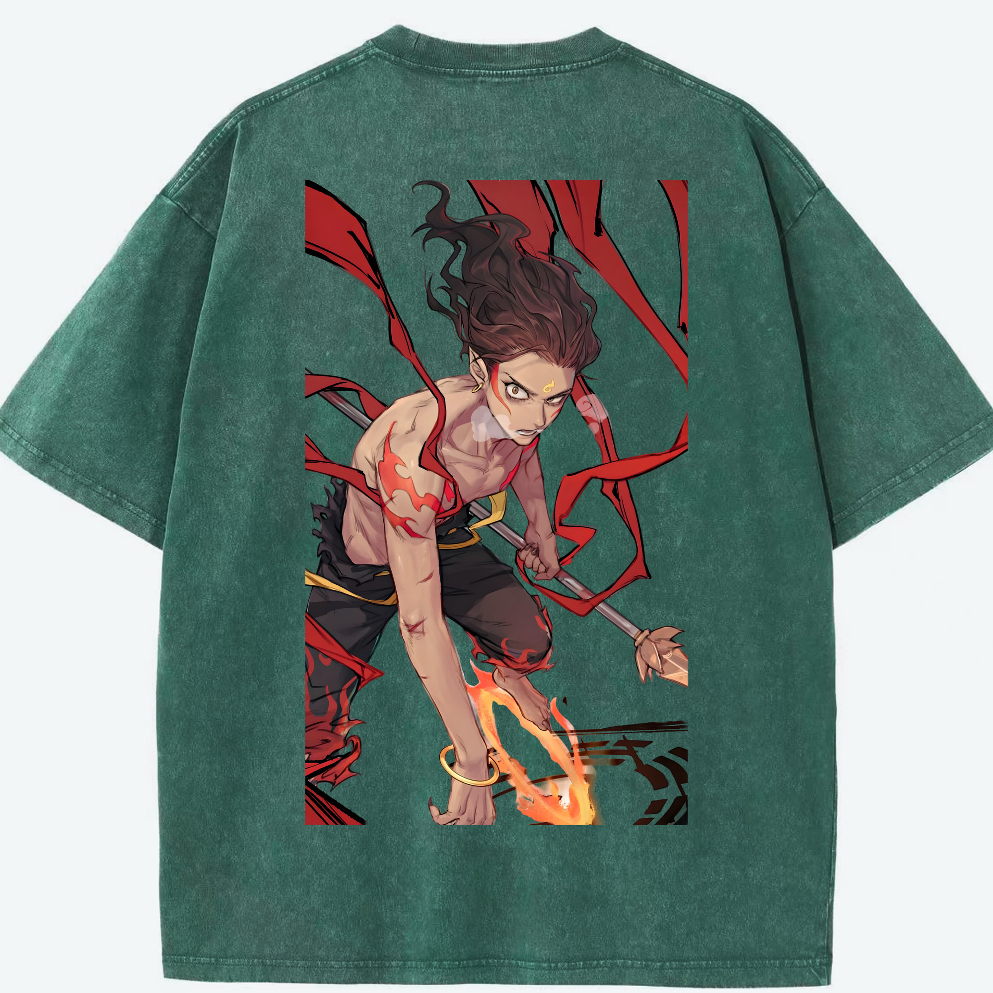 （画像用） Ne Zha 2 ナタ 魔童の大暴れ 綿100% ヴィンテージ風 半袖Tシャツ（背面プリント）